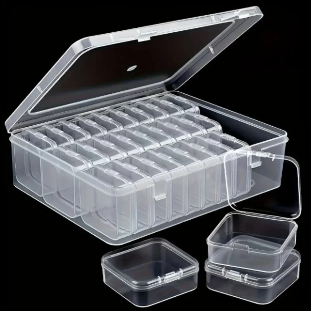 Bead Organizer Box, 30pcs Small Clear Plastic Storage Containers In One Big One.